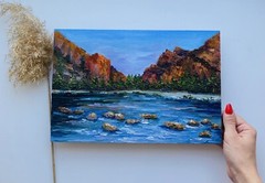Original painting Mountain Lake Art Yosemite National Park art mountains Art