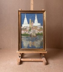 Hugo Pedersen. Wat Arun Temple of Dawn, Bangkok. Oil Painting 1896. Rare ! COA