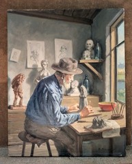 B Bouwer 16×20.. Oil / Canvas..(Sculptor).. Undated 20th Century European Artist