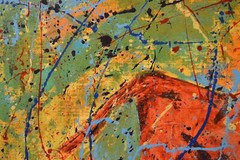 Pollock/Richter style horse equestrian petroglyph, 81” X 62”(6ft 9in)Abstract