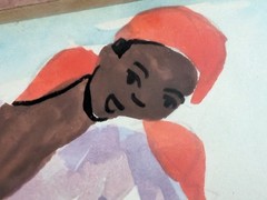 Vintage Original O.M. Casimin Jamaican 12¾“x16¼“ Folk Art Watercolor Painting