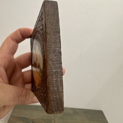 Vintage Miniature Oil Painting 3”x4” Signed Carved Wood Oval M Whitaker Farm
