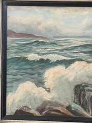 Mae Barbee Bruening, Texan (1908-1994) Oil Painting Laguna Beach CA Coastline