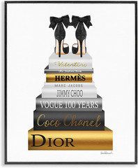 Fashioner Shoes Bookstack Gold Watercolor, Design by Artist Amanda Greenwood Wal