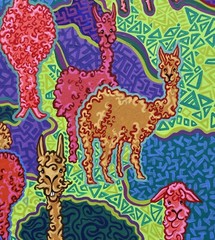 Fuzzy Friends Alpaca Painting | Small Original Art | Colorful Llamas