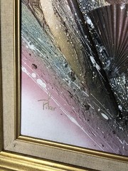 Rare Framed Vintage Painting 3D Textured Deco Abstract Art Signed D. Pilar