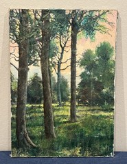 Stunning c1920s Antique Italian Forest Oil Painting Inscribed „Marchi“