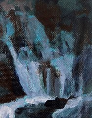 Acrylic Painting Mountain Waterfall M. Patskan Unframed Original nAAA4911