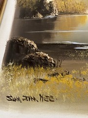 Vintage Original Oil Painting Signed By SUH JIN HEE Fall Autumn Landscape Framed