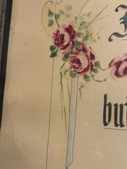 Antique Ink & Watercolor Painting Motto Be Modest Excel In Action dated 1936