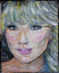 UP CLOSE, TAYLOR swift 8×10 oil painting card Panel original art signed Crowell