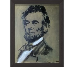 PDQ Artist Original Painting Figure President Lincoln Abstract Acrylic 16×12 Art