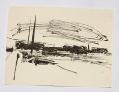 Original Sumi Ink Abstract Landscape Drawing 9-3/4″ x 12-1/2″