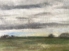 Franz Ehmke *1928-2018 Pastel Before Lübars Pankow Sky Fields Signed Nature