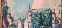 Beautiful antique oil painting artwork with frame painting oil painting city