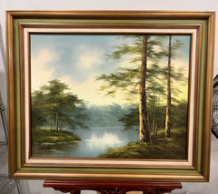 VTG Original Oil painting by L Dayson Swamp ART Landscape Trees 35×29 DS66