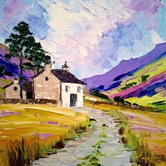 Ireland Original Painting Irish Cottage Oil Painting Unframed 6х6