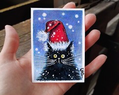 ACEO Custom painting from photo Pet portrait Watercolor Cat Dog Commission art