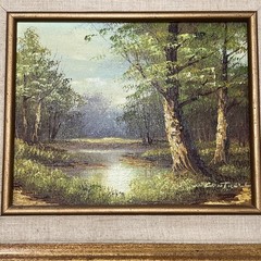 Vintage Landscape Oil Painting Phillip Cantrell, Stream & Trees