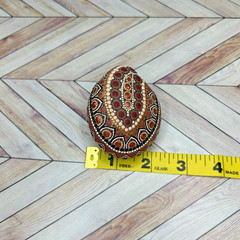 Artisan Hand Painted OOAK Traditional Red Mandala Stone Rock Decor 3″ Gift