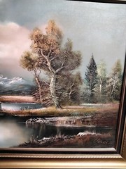 Sighned 1950s Heinz Ross Original Oil Painting On Canvas In 45×33″ Frame.