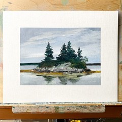 8×10 Maine Original Oil Painting Lookout Point Harpswell Casco Bay Signed