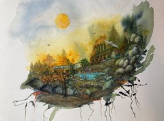 Woodland Series #6 is a 10×10″ Original Signed Watercolor on 100% Cotton Paper