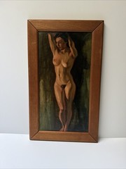 ANTIQUE AMERICAN IMPRESSIONIST PAINTING NEW YORK ERNEST HUBBARD NUDE WOMAN MODEL