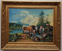 Oil painting painting oil painting masterpiece landscape people nature cow lake 251
