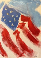 Original Abstract Painting on Paper 9×12 Expressionist US Flag Study