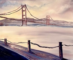 Golden Gate Bridge at Sunset: Signed Orginal Oil Painting:Modern Art Collectible