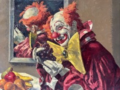 Famous Clown Painting By Veres Mid Century Portrait Circus MARGO CLARK VINTAGE