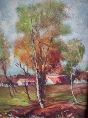original landscape oil painting signed framed 24 1/2 X 20 1/2″