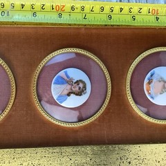 Vintage Victorian Women Cameo Painting On Porcelain In Wooden 15” Frame