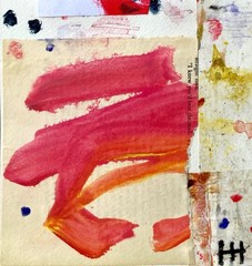 Original Colorful Abstract 9×12 Acrylic Collage Painting on Paper, Holly Hammond