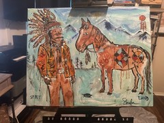 Spirit Land Native American Acrylic Painting 20×16″ Original Signed