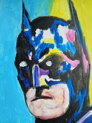 ABSTRACT /EXPRESSIONISM 11×14 BatMan Modern Street ART Colorful Painting