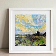 Original Art Countryside Art Modern Landscape 10×10 Impasto Oil Painting