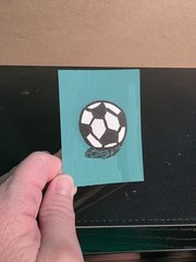 ACEO original painting soccer/football ball, Wyld Dog Art