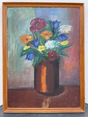 Ölbild Impressionist Stillleben mit Sommerblumen 72×53,5cm