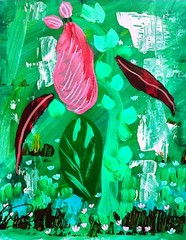 (FRAMED)Original art 14 X 11 Mixed Media Colorful Modern Art Acrylic Painting