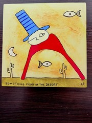 e9Art 8×8 ’something fishy in the desert‘ childlike art brut folk outsider naive