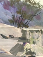 Oil Painting Waterfall Unknown Artist Unframe Original Home Decor Art nAAA2275