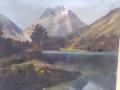Mountain landscape with signature, oil on canvas.