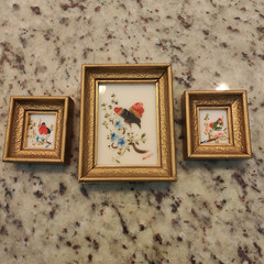 Vintage Set of 3 Miniature Verilyn Gallery Butterfly Paintings on Glass Spain