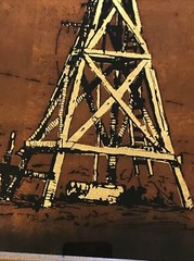 Jack White Signed – Windmill – ￼Vintage Etching Gold Leaf – Original 20”