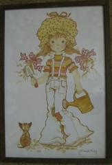 Sarah Kay Print Reproduction 3-BILDER Together Figures Children Antique Sign
