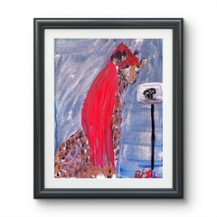 Basketball Girl Giraffe Pop Art Inspired Abstract Expressionism Canvas 11×14