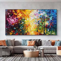 Modern Abstract Hand Painted Oil Painting On Canvas Blue landscape Home Decor