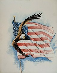 Bald Eagle & the American Flag Patriotic original painting 24×30